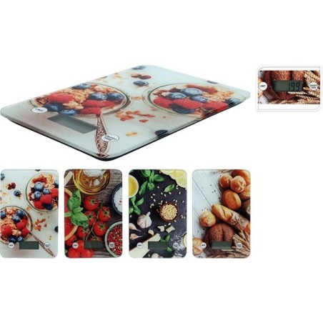 Balance de cuisine en verre avec design alimentaire