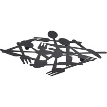 Dessous de verre couverts design métal 19x19cm noir