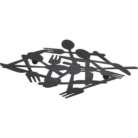 Dessous de verre couverts design métal 19x19cm noir