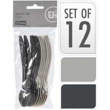 Set de cuillères 12 pièces en plastique 14cm 2 nuances de gris