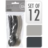 Set de cuillères 12 pièces en plastique 14cm 2 nuances de gris
