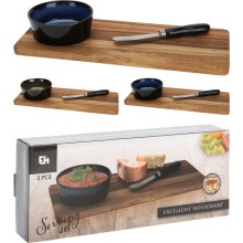 Serveerset 3-delig met plank, schaaltje en mes
