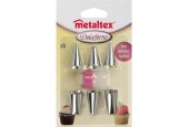 Metaltex Dolceforno 6 RVS spuitmondjes met adapter op kaart