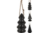 Kerstboom hangdeco mangohout 9cm zwart