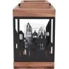 Lantaarn huisjes hout/metaal zwart 14x14x22cm