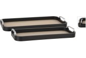 Dienblad set 2-delig 35x15x4cm/40,5x20x4cm zwart