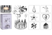Theelichthouder carrousel zilver 9x6x14cm