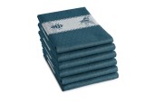 DDDDD Theedoek bees 60x65cm petrol per 6 stuks