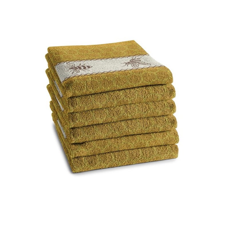 DDDDD Torchon de cuisine abeilles 50x55cm jaune par 6 pièces