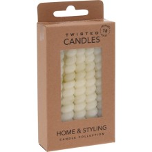 Mini kaarsjes gedraaid 10cm set a 10 stuks ivoor