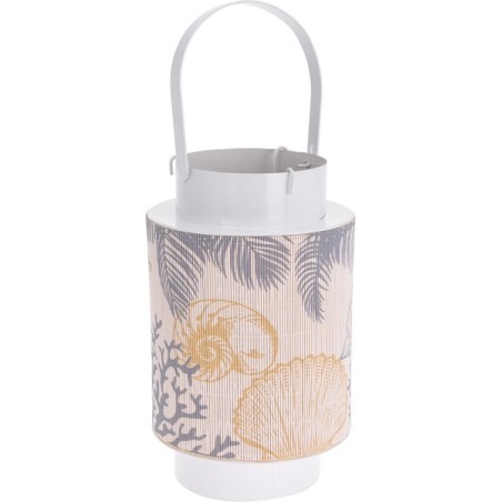 Lantaarn bamboe metaal Ø14x22cm