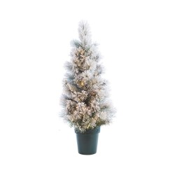 Sapin de Noël Vancouver enneigé en pot 120cm éclairé avec