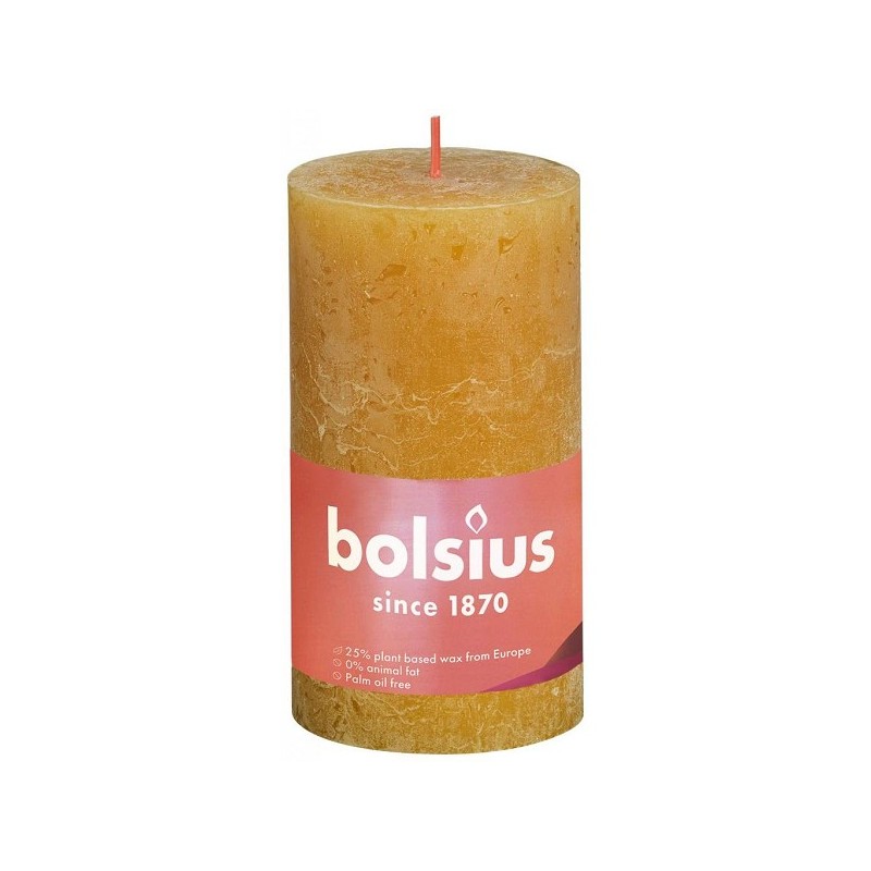 Bolsius Bougie pilier rustique collection Shine130/68 Nid d'abeille Jaune