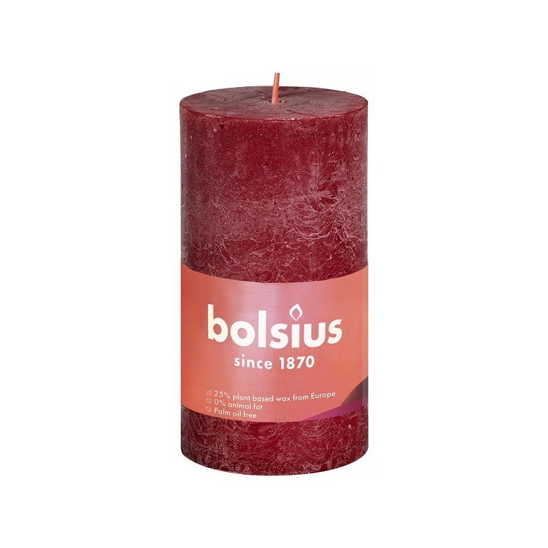 Bolsius Rustiek  stompkaars Shine collection 100/50 Velvet Red  ( Fluweel Rood )