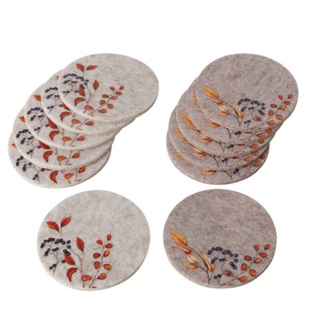 Boltze Home Set de dessous de verre Brinja feutre avec fleurs 6 pièces dia10cm