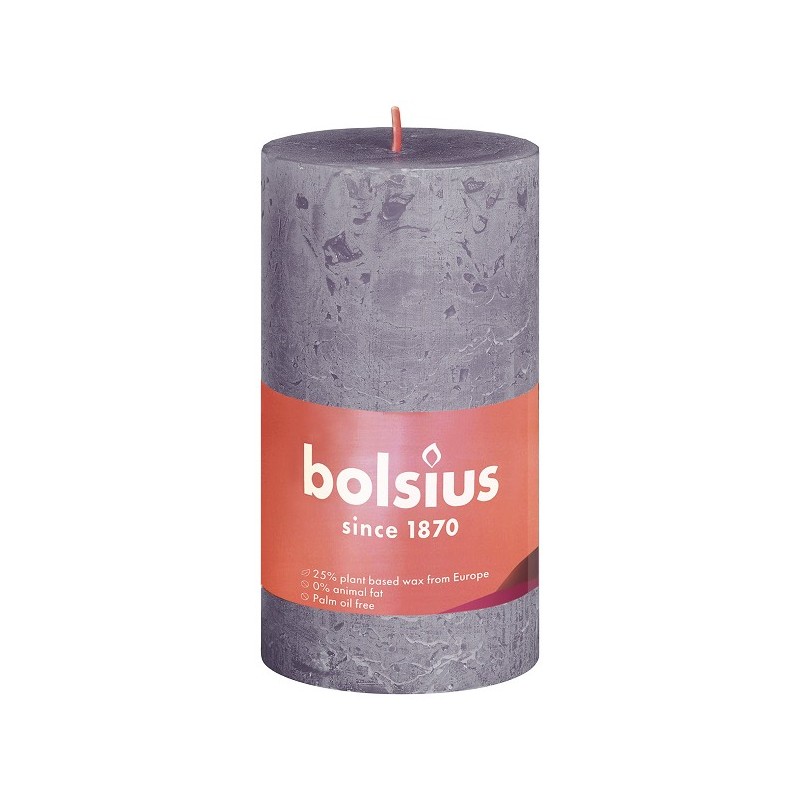 Bolsius Rustiek  stompkaars Shine collection 100/50 Frosted Lavender-Bevroren Lavendel