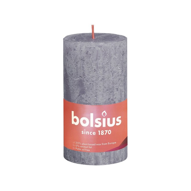 Bolsius Bougie bloc rustique collection Shine 130/68 Lavande givrée-Lavande glacée