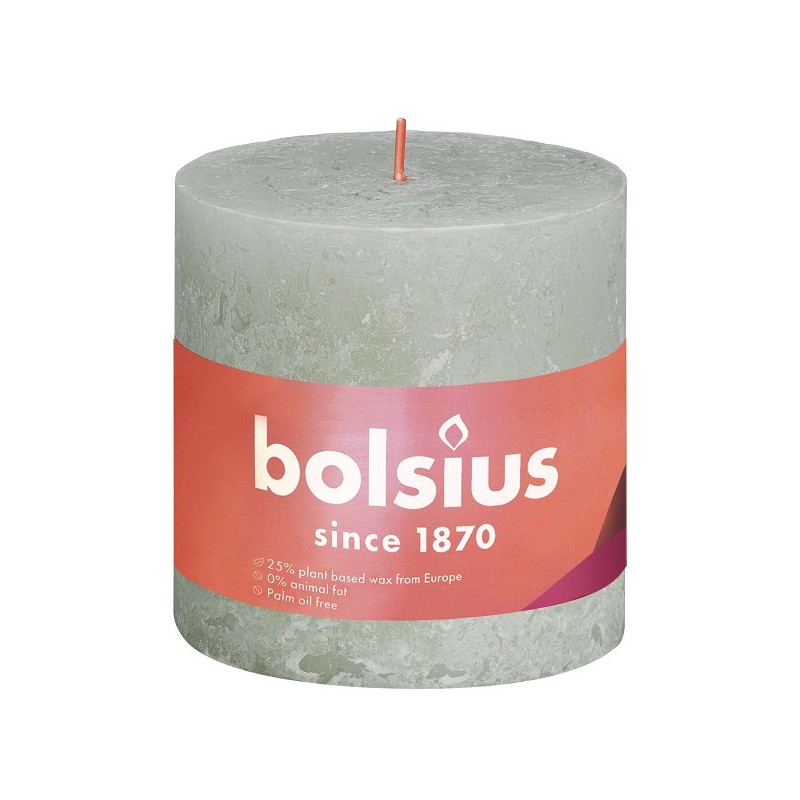 Bougie bloc rustique Bolsius collection Shine 100/100 Foggy Green - Misty Green
