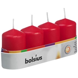 Bolsius stompkaars 60/40 tray a 4 stuks rood