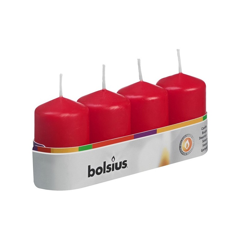 Bougie bloc Bolsius 60/40 plateau a 4 pièces rouge