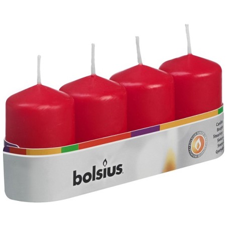 Bougie bloc Bolsius 60/40 plateau a 4 pièces rouge
