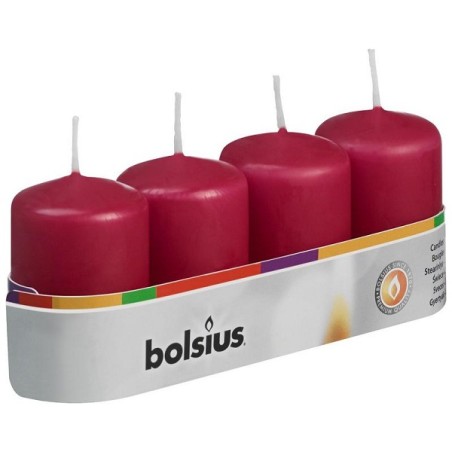 Bougie bloc Bolsius 60/40 plateau a 4 pièces rouge vin