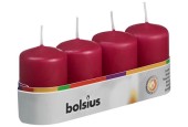 Bougie bloc Bolsius 60/40 plateau a 4 pièces rouge vin