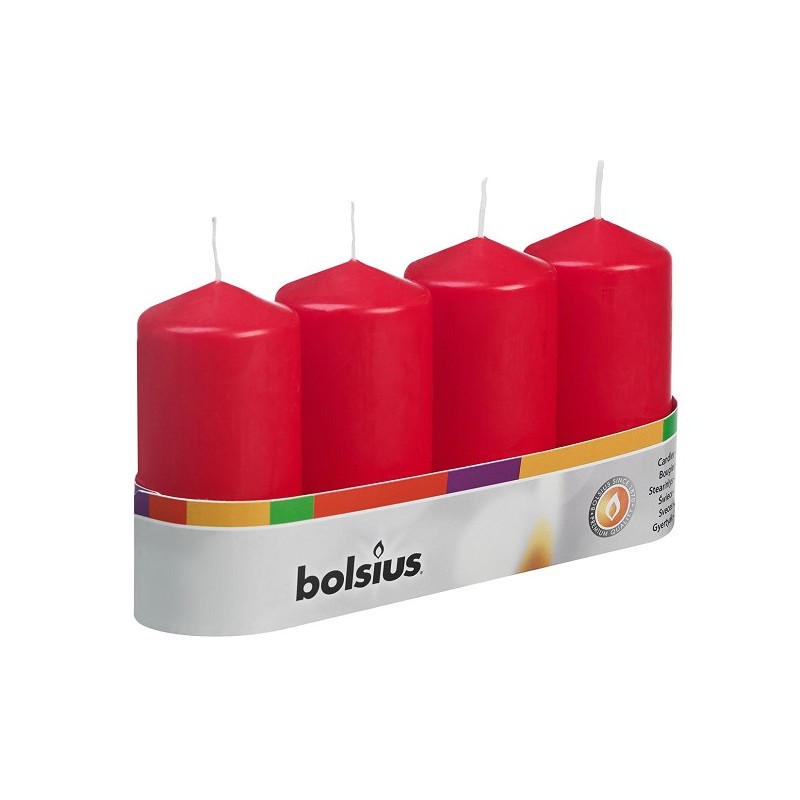 Bolsius Bougie bloc rustique 100/48 plateau a 4 pièces rouge