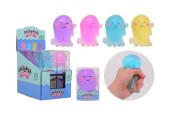 Jouet anti-stress calmar transparent en 4 couleurs Bleu, violet, rose et jaune