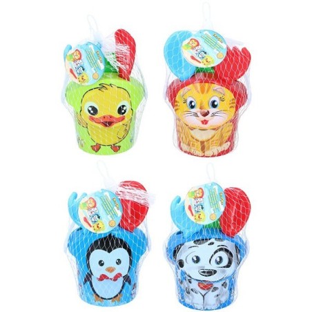 Set de seau de plage animal 4 pièces 15x22cm