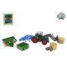Kids Globe tractor met 8 accessoires freewheel 30cm groen