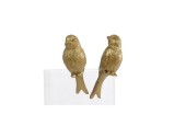 Sculptuur vogel goud polystone 4x3x7cm