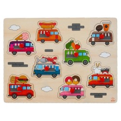 Houten Knopjespuzzel Foodtruck 30x23cm