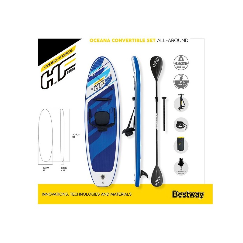 Hydro-Force Oceana Convertible SUP peddelboard 305x84x12cm Set