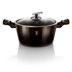 Poêle Berlingerhaus 20 cm avec couvercle en verre Shiny Black collection aluminium également induction