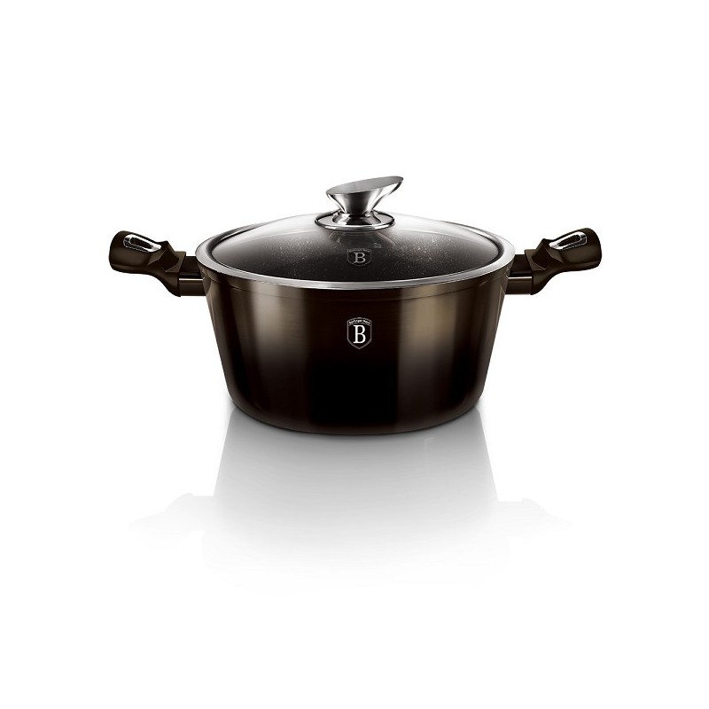 Poêle Berlingerhaus 20 cm avec couvercle en verre Shiny Black collection aluminium également induction