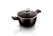 Berlingerhaus pan 28 cm met glas deksel Shiny Black collection aluminium ook inductie
