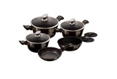 Berlingerhaus set de poêles 5 pièces avec couvercle en verre collection Shiny Black aluminium également induction