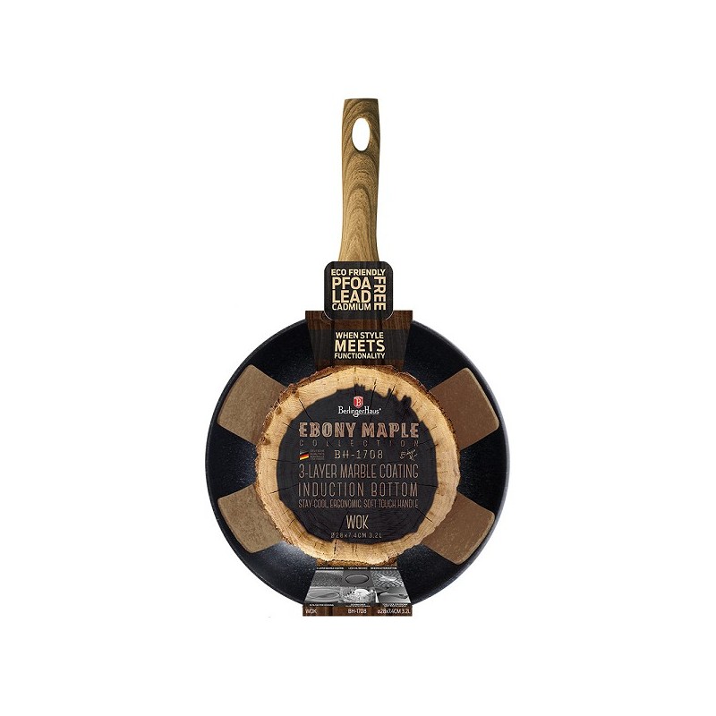 Berlingerhaus WOK poêle 28 cm Ebony Mable collection aluminium