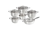 Berlingerhaus set de poêles avec couvercle en verre acier inoxydable 6 pièces 16+18+20+24+casserole 16 et poêle 24 cm Silver Jew