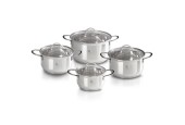 Berlingerhaus set de poêles avec couvercle en verre acier inoxydable 4 pièces 16+18+20+24 cm Silver Jewellery Collection