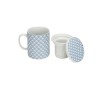 Cosy&Trendy Mug à thé en porcelaine avec filtre + couvercle Ø8x10,5cm déco bleu