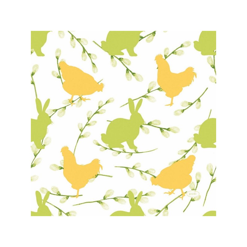 Serviettes Duni Lapins & Poules 33x33cm