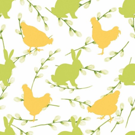 Serviettes Duni Lapins & Poules 33x33cm