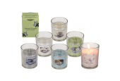 Geurkaars in glas Ø6x7,5cm verpakt in doosje