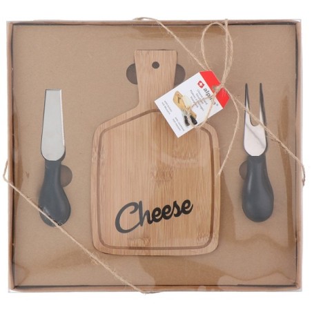Alpina Planche à fromage bois 19x12x0,8cm avec 2 lames
