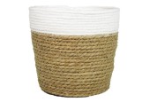 Panier avec bord blanc et intérieur en plastique Ø17,5xh14cm