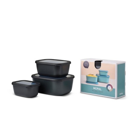 Mepal set cirqula rectangulaire 3 pcs (750+1500+3000ml) - noir nordique