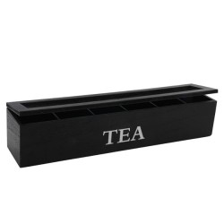 Theekist Hout 6-vaks 9x43x9cm Zwart