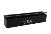 Coffre à thé bois 6 compartiments 9x43x9cm noir